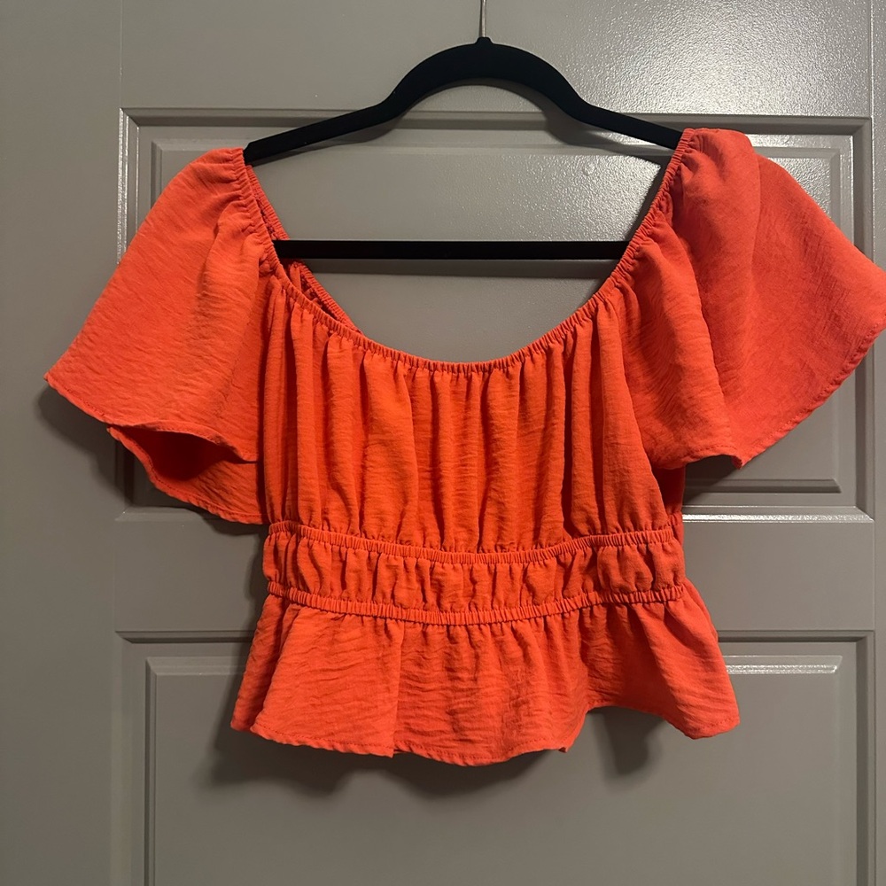 Women's Orange Off-Shoulder Top